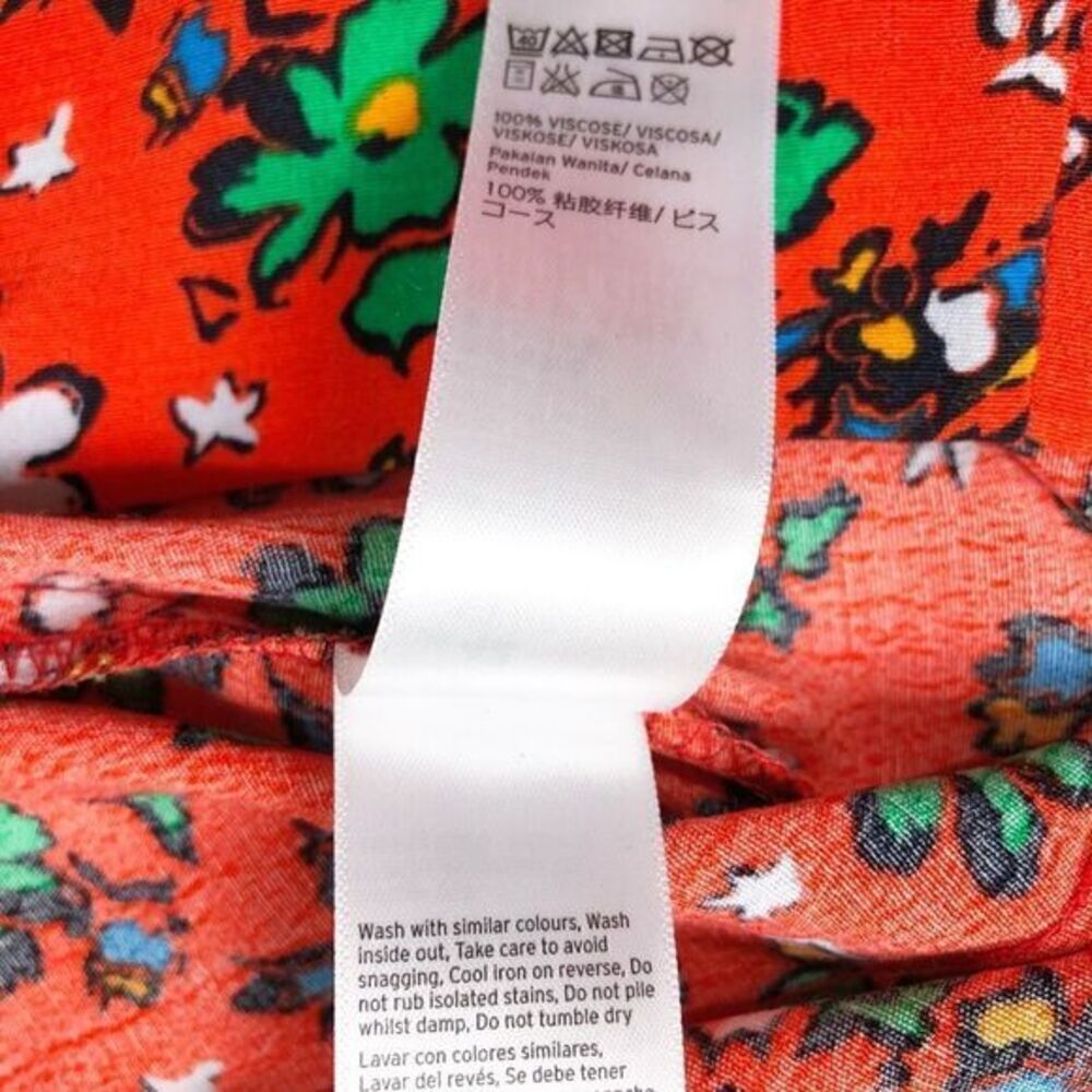 Topshop Ditsy Orange Floral High Waisted Loose Shorts Size 10 - Picture 8 of 8